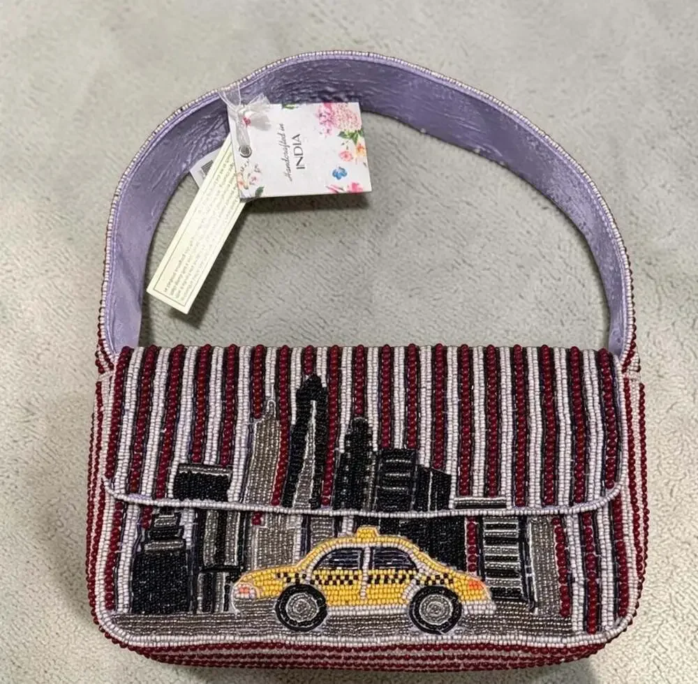 Viral Beaded New York City Taxi Shoulder Bag